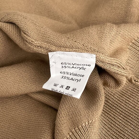 Paul Jones Open Front Cardigan Sweater Pockets Lightweight Knit Tan Womens M - Picture 8 of 10